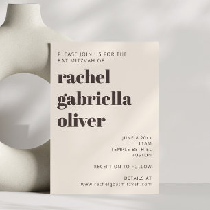Invitation Bar Mitzvah Typographie Moderne Crème Chaude Marro
