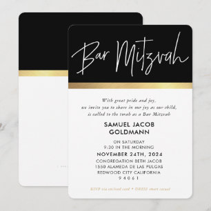 Invitation BAR MITZVAH ultra-tendance moderne et design or no