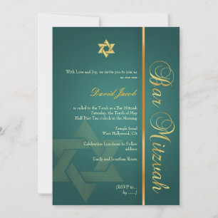 Invitation Bar Mitzvah/vert émeraude/or