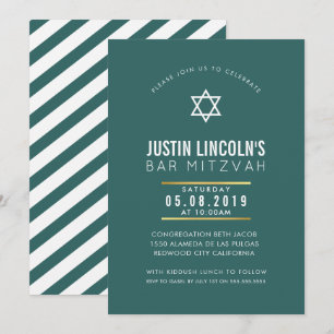 Invitation BAR MODERNE MITZVAH fête plain bold minimal vert