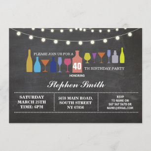Invitation Bar Salutations Anniversaire Cocktails Chalk Invit