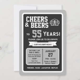 Invitation Bar sportif Joyeux anniversaire et bières pour 55
