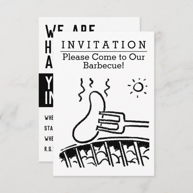 Invitation barbecue amusante (Devant / Derrière)