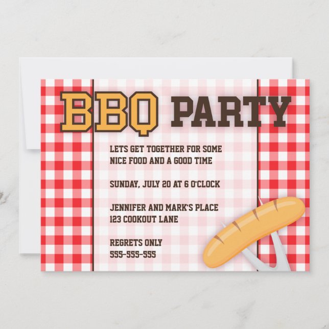 Invitation barbecue barbecue avec saucisse (Devant)