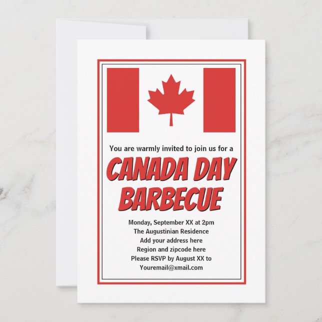 Invitation Barbecue barbecue de la fête du Canada (Devant)