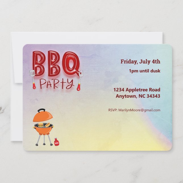 Invitation Barbecue barbecue Fête Personnalisable été (Devant)