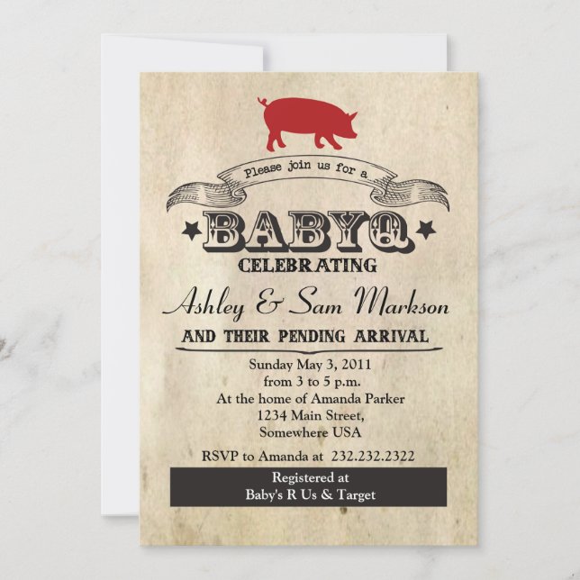 Invitation Barbecue BBQ BABYQ (Devant)