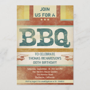 invitation barbecue d'anniversaire style vintage