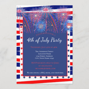 Invitation Barbecue de feu d'artifice patriotique du 4 juille