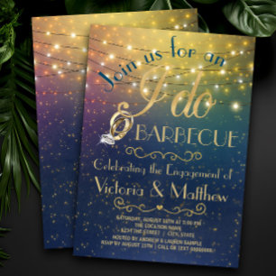 Invitation Barbecue de fiançailles avec guirlande lumineuse