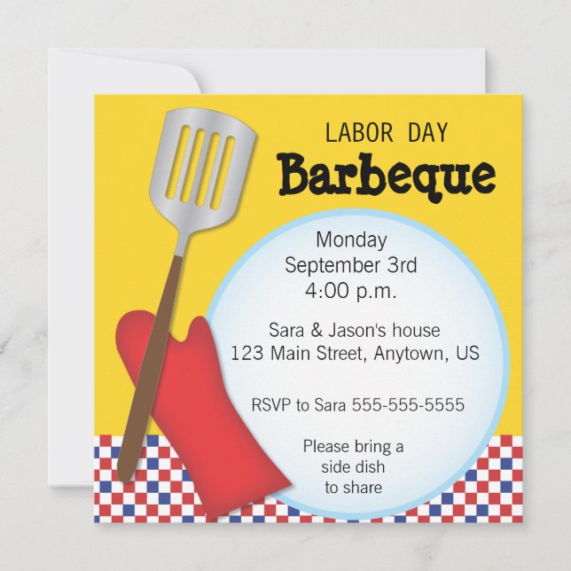 Invitation barbecue de la Fête du Travail (Devant)