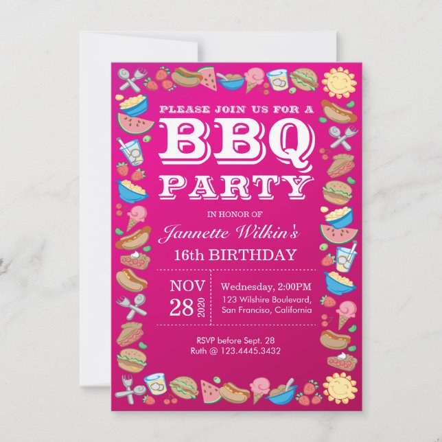 Invitation Barbecue de thème de partie de bonbon à (Devant)