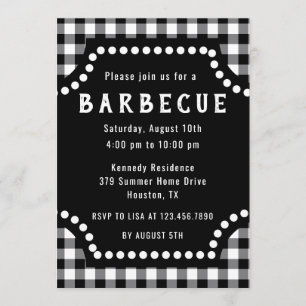 Invitation Barbecue En vichy Noir Et Blanc