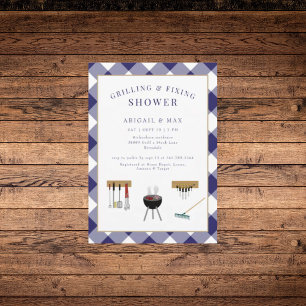 Invitation Barbecue et réparation pour couples Blue Fête de m