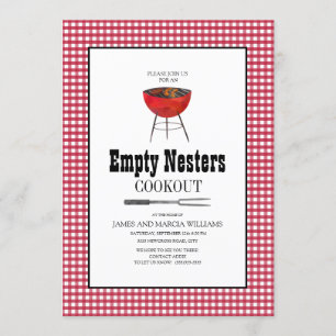 Invitation Barbecue grillades pour parents vides rouge et bla