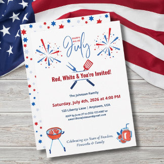 Invitation Barbecue patriotique du 4 juillet - 250e anniversa