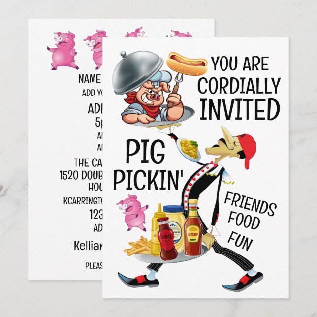 Invitation Barbecue / Pig Pickin' (Devant / Derrière)