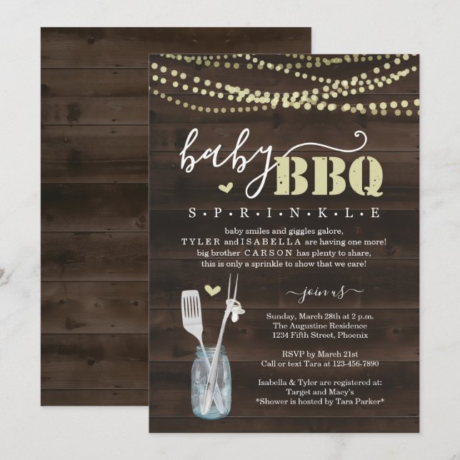 Invitation Barbecue pour bébé - Barbecue pour bébé pour coupl (Devant / Derrière)