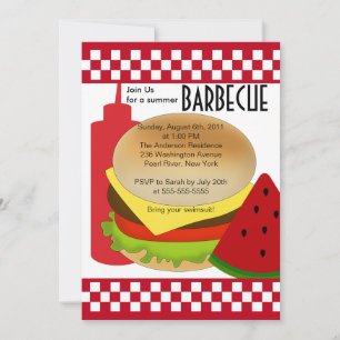 Invitation barbecue Retro Summer Party BBQ