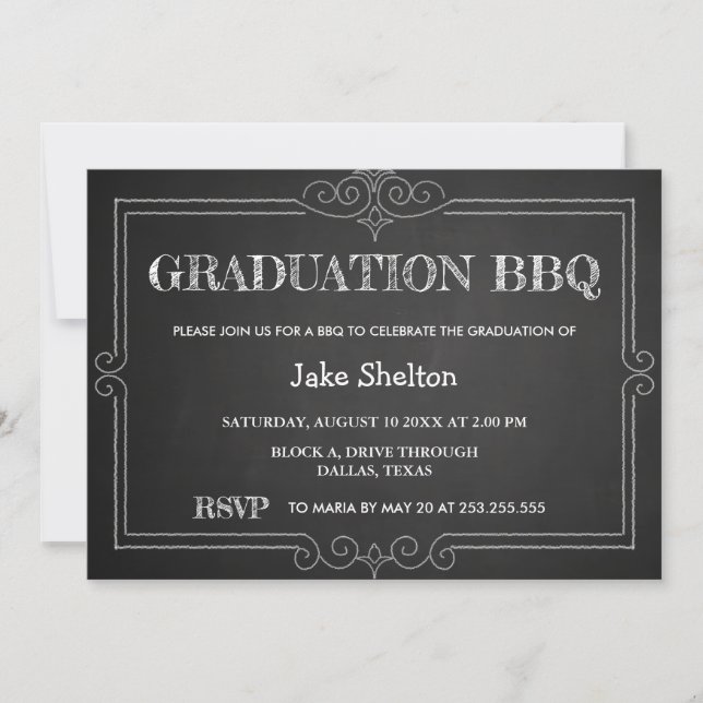 Invitation Barbecue rustique Chalkboard | manuscrit (Devant)