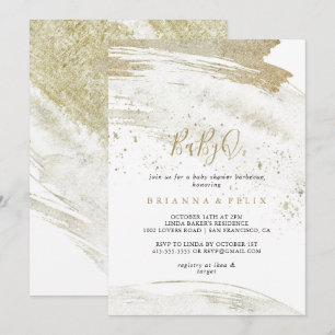 Invitation Barbecue simple minimaliste Gold BabyQ Baby shower