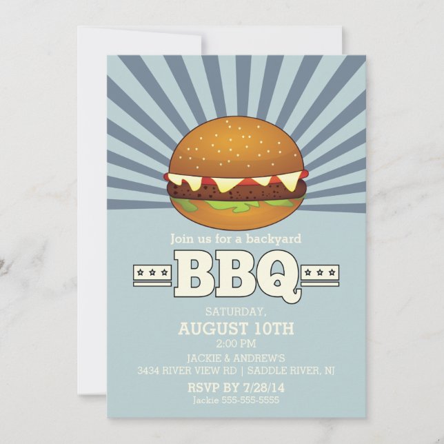 Invitation Barbecue Vintage rétro (Devant)