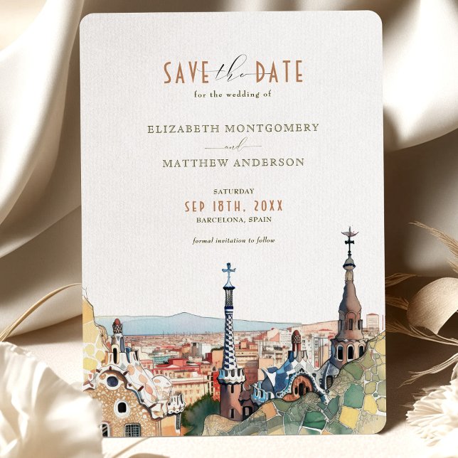 Invitation Barcelone Enregistrer La Date Destination Espagne  (Créateur téléchargé)