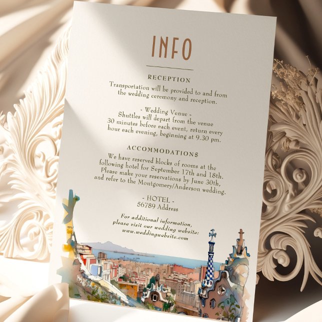 Invitation Barcelone Insérer INFO Détails Espagne Mariage Inv (Créateur téléchargé)