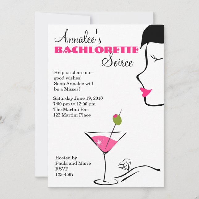 Invitation Barchlorette Martini Soiree (Devant)