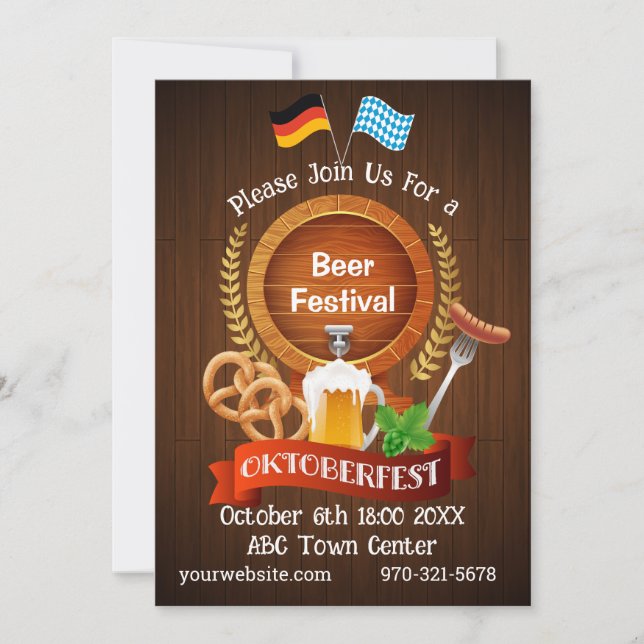 Invitation Baril de bière Oktoberfest (Devant)
