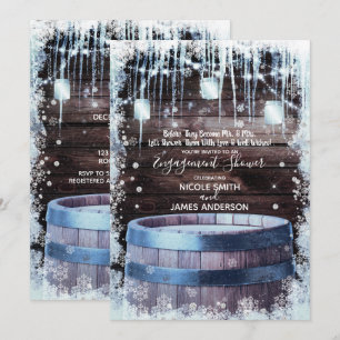 Invitation Baril de bois rustique et lumières de mariage de l