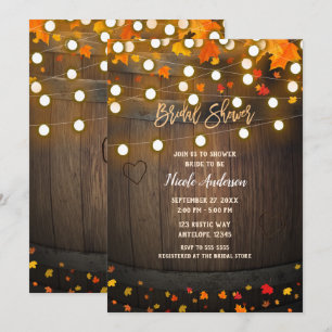 Invitation Baril en bois Feuilles de chute et feux Fête des m