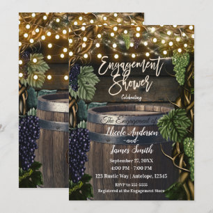 Invitation Baril en Bois Rustique Vignes de Raisin Engagement