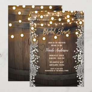 Invitation Baril en bois sculpté Lumières de coeur Fête des m