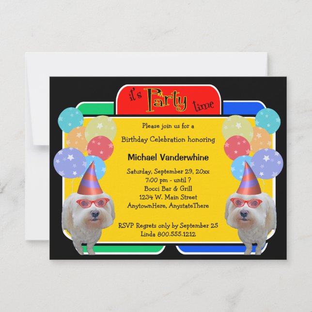 Invitation Barker d'anniversaire maltais (Devant)