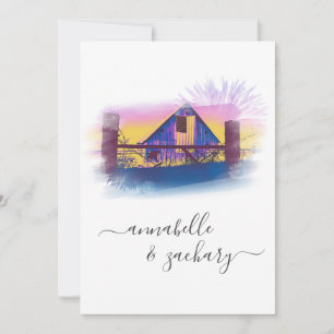 Invitation *~* Barn American Flag AR19 QR RSVP Mariage