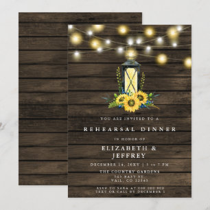 Invitation Barn Bois Chaîne Fleurs de soleil clair Dîner de r