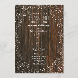 Invitation Barn Wood + Bébé Respiration Rustique Répétition M