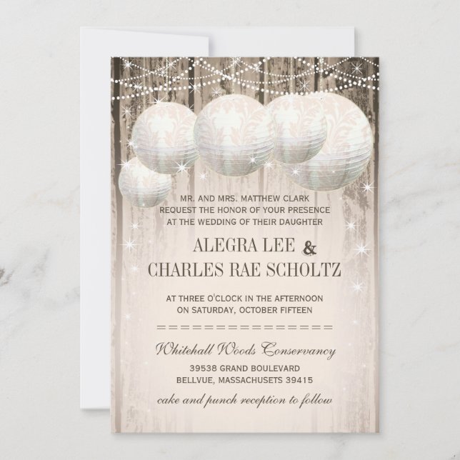 Invitation Barn Wood Under the Stars Mariage Paper Lantern (Devant)