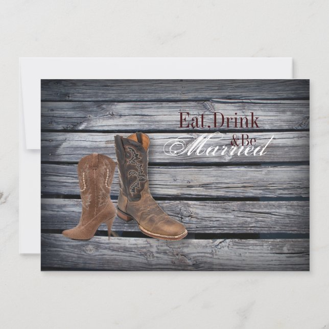 Invitation Barn Wood Western Cowboy Dîner de répétition maria (Dos)