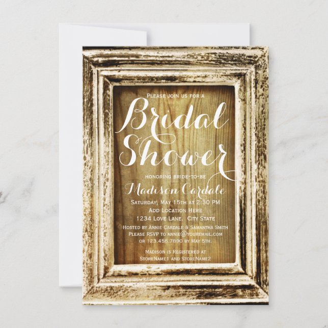 Invitation Barne à cadre rustique Bois Bridal Douche Invitati (Devant)