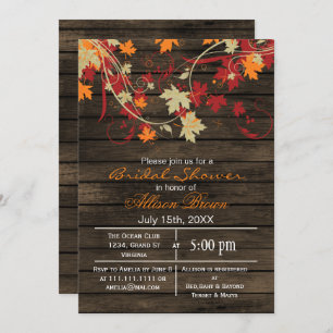 Invitation Barne bois rustique automne nuptiale douche