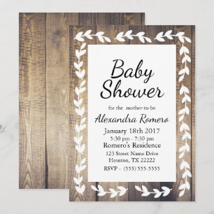 Invitation Barne rustique Bois blanc Pays Laurel Baby shower
