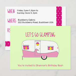 Invitation Barnum Rose Canette de Jambon Rétro Caravane Glamp