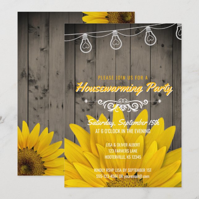 Invitation Barnwood allume la pendaison de crémaillère (Devant / Derrière)