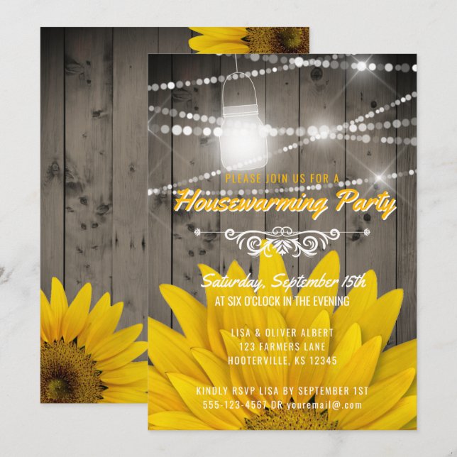 Invitation Barnwood allume la pendaison de crémaillère de (Devant / Derrière)