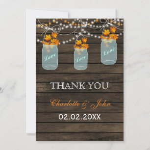 Invitation Barnwood automne feuilles de bocal Merci