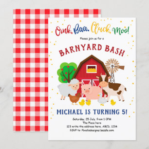 Invitation Barnyard Bash, Farm Animaux, Papping Zoo, Annivers