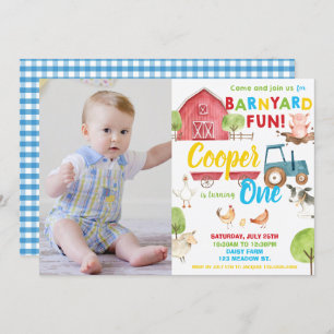 Invitation Barnyard Fun Boy Fête Anniversaire Ferme Animaux P