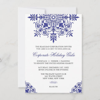 Invitation Baroque Cobalt Parties scintillant Bleue Look Fête